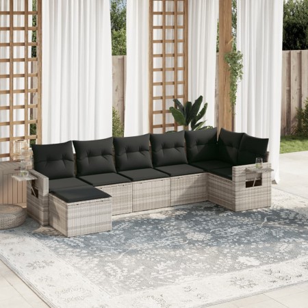 Gartensofa-Set, 7-teilig, mit Kissen, aus hellem grauem PE-Rattan. von , Gartensets - Ref: Foro24-3220481, Preis: 489,99 €, R...