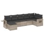 7-piece garden sofa set with light gray PE rattan cushions by , Garden sets - Ref: Foro24-3220481, Price: 489,99 €, Discount: %