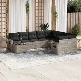 Gartensofa-Set, 10-teilig, mit Kissen, aus hellem grauen Kunststoff-Rattan. von , Gartensets - Ref: Foro24-3220661, Preis: 70...