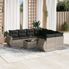 Garden furniture set 9 pieces and light gray synthetic rattan cushions by , Garden sets - Ref: Foro24-3221161, Price: 656,99 ...