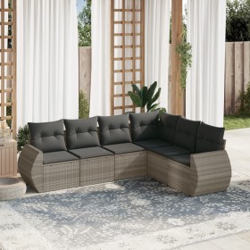 Garden sofa set 6 pieces and gray synthetic rattan cushions by , Garden sets - Ref: Foro24-3221411, Price: 455,44 €, Discount: %