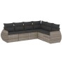 Garden sofa set 6 pieces and gray synthetic rattan cushions by , Garden sets - Ref: Foro24-3221411, Price: 455,44 €, Discount: %