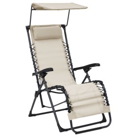 Cream Textilene Folding Lounger by vidaXL, Loungers - Ref: Foro24-312468, Price: 102,25 €, Discount: %