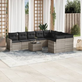 Set of 10-piece garden sofas with light gray synthetic rattan cushions by , Garden sets - Ref: Foro24-3219442, Price: 703,99 ...