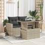 Mesa jardín superficie vidrio ratán PE gris claro 100x55x73 cm de , Mesas de jardín - Ref: Foro24-366183, Precio: 121,93 €, D...