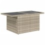 Garden table with light gray PE rattan surface and glass top, measuring 100x55x73 cm. by , Garden tables - Ref: Foro24-366183...