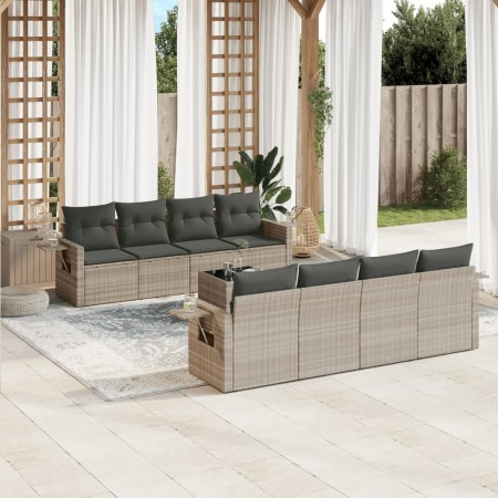 Garden furniture set 9 pieces and light gray synthetic rattan cushions by , Garden sets - Ref: Foro24-3219951, Price: 638,46 ...