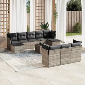 Garden sofa set 11 pieces and gray synthetic rattan cushions by , Garden sets - Ref: Foro24-3218342, Price: 742,96 €, Discoun...