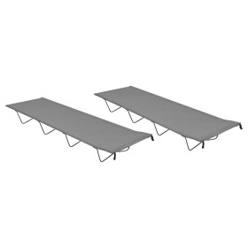 Camping beds 2 pcs Oxford fabric and gray steel 180x60x19 cm by vidaXL, Cots - Ref: Foro24-312486, Price: 61,78 €, Discount: %