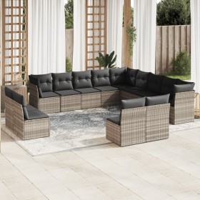 Set of garden sofas with 13 pieces of gray synthetic rattan cushions by , Garden sets - Ref: Foro24-3218492, Price: 892,87 €,...