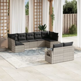 Set muebles jardín 9 pzas y cojines ratán sintético gris claro de , Conjuntos de jardín - Ref: Foro24-3220621, Precio: 655,37...