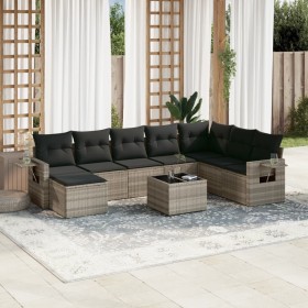 Garden furniture set 9 pieces and light gray synthetic rattan cushions by , Garden sets - Ref: Foro24-3220571, Price: 609,16 ...