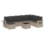 Set muebles jardín 9 pzas y cojines ratán sintético gris claro de , Conjuntos de jardín - Ref: Foro24-3220571, Precio: 609,16...