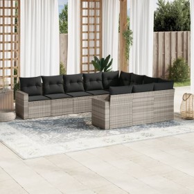 Set of 10-piece garden sofas with light gray synthetic rattan cushions by , Garden sets - Ref: Foro24-3219482, Price: 709,53 ...