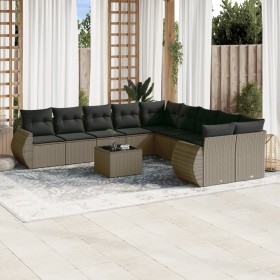 Gartensofagarnitur 11-teilig mit grauen Polstern aus synthetischem Rattan von , Modulare Sofas für den Außenbereich - Ref: Fo...