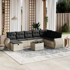 Set muebles jardín 9 pzas y cojines ratán sintético gris claro de , Conjuntos de jardín - Ref: Foro24-3264218, Precio: 633,54...