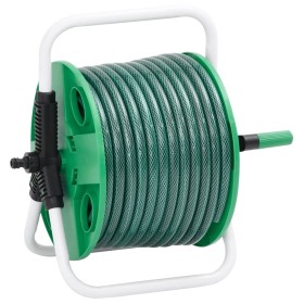 Carrete de manguera de pie con set racores PVC verde 0,5" 20 m de , Soporte de manguera de jardín - Ref: Foro24-3281510, Prec...