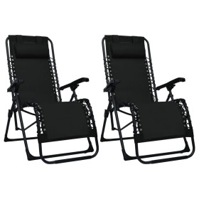 Folding chairs 2 units black textilene by vidaXL, Loungers - Ref: Foro24-312463, Price: 186,99 €, Discount: %