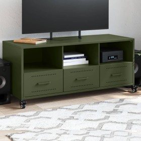 Mueble TV acero laminado en frío verde oliva 100,5x39x43,5 cm de , Muebles TV - Ref: Foro24-846696, Precio: 113,84 €, Descuen...