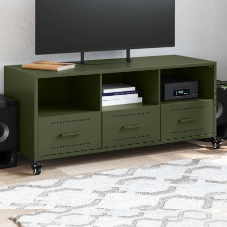 TV stand made of cold-rolled steel in olive green, measuring 100.5x39x43.5 cm. by , TV Furniture - Ref: Foro24-846696, Price:...