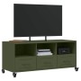 TV stand made of cold-rolled steel in olive green, measuring 100.5x39x43.5 cm. by , TV Furniture - Ref: Foro24-846696, Price:...