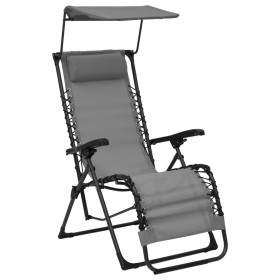 Gray Textilene Folding Lounger by vidaXL, Loungers - Ref: Foro24-312466, Price: 90,99 €, Discount: %