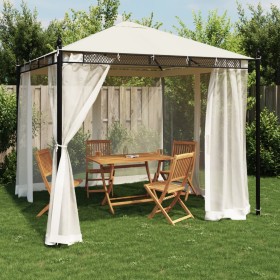 Gazebo with cream steel mesh walls 2.93x2.93 m by , Tents and gazebos - Ref: Foro24-368434, Price: 332,13 €, Discount: %