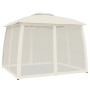 Double-roof gazebo with cream steel mesh walls, 2.93x2.93 m by , Tents and gazebos - Ref: Foro24-368448, Price: 238,82 €, Dis...