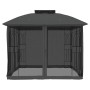 Double-roof gazebo with anthracite steel mesh walls, 2.94x2.94 m by , Tents and gazebos - Ref: Foro24-368455, Price: 288,02 €...