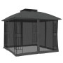 Double-roof gazebo with anthracite steel mesh walls, 2.94x2.94 m by , Tents and gazebos - Ref: Foro24-368455, Price: 288,02 €...