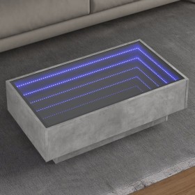 Mittel- und LED-Tisch aus grauem Beton-Ingenieurholz, 90x50x30 cm. von , Couchtisch - Ref: Foro24-847521, Preis: 152,12 €, Ra...