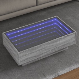 Mesa de centro y LED madera ingeniería gris Sonoma 90x50x30 cm de , Mesas de centro - Ref: Foro24-847523, Precio: 157,99 €, D...