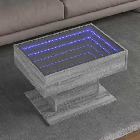 Mesa de centro y LED madera ingeniería gris Sonoma 70x50x45 cm de , Mesas de centro - Ref: Foro24-847537, Precio: 143,36 €, D...