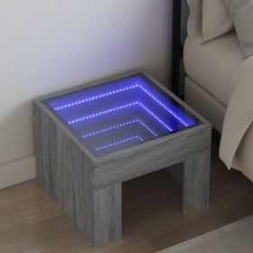 Coffee table with Infinity LED gray Sonoma 40x40x30 cm by , Nightstands - Ref: Foro24-3284075, Price: 71,99 €, Discount: %