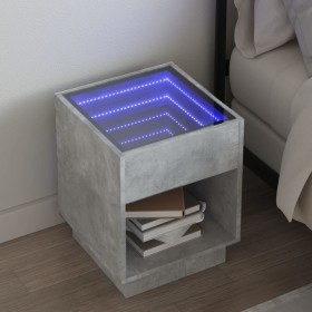 Bedside table with Infinity LED gray concrete 40x40x50 cm by , Nightstands - Ref: Foro24-3284080, Price: 77,94 €, Discount: %