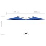 Sombrilla doble con palo de acero azul 600 cm de vidaXL, Sombrillas - Ref: Foro24-312569, Precio: 148,36 €, Descuento: %