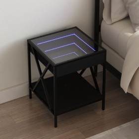 Bedside table with Infinity LED black 40x40x49 cm by , Nightstands - Ref: Foro24-3284096, Price: 75,09 €, Discount: %