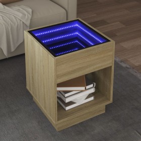 Coffee table with Infinity LED Sonoma oak 40x40x50 cm by , Coffee table - Ref: Foro24-847646, Price: 77,99 €, Discount: %