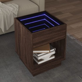 Mesa de centro con Infinity LED marrón roble 40x40x50 cm de , Mesas de centro - Ref: Foro24-847650, Precio: 80,99 €, Descuent...