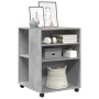 Mesa auxiliar ruedas madera ingeniería gris hormigón 55x60x78cm de , Armarios archivadores - Ref: Foro24-853158, Precio: 87,7...