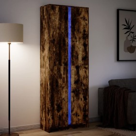 Aparador con LED madera ingeniería roble ahumado 74x32,5x200 cm de , Aparadores - Ref: Foro24-3307895, Precio: 199,99 €, Desc...