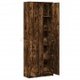 Display cabinet with LED lighting, engineered smoked oak wood, 74x32.5x200 cm by , Sideboards - Ref: Foro24-3307895, Price: 2...