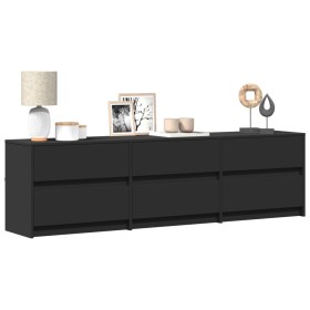 TV stand with LED lights, engineered wood, black, 180x34x50 cm by , TV Furniture - Ref: Foro24-3307927, Price: 190,99 €, Disc...