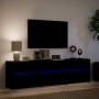 Mueble de TV con LED madera de ingeniería negro 180x34x50 cm de , Muebles TV - Ref: Foro24-3307927, Precio: 190,99 €, Descuen...