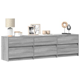 TV stand with LED in gray Sonoma engineered wood 180x34x50 cm by , TV Furniture - Ref: Foro24-3307931, Price: 189,99 €, Disco...