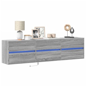 Wall-mounted TV stand with LED in Sonoma gray, 180x31x45 cm. by , TV Furniture - Ref: Foro24-3307938, Price: 180,99 €, Discou...