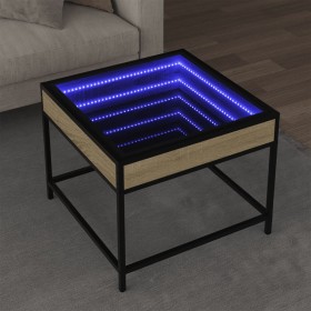 Mesa de centro con Infinity LED roble Sonoma 50x50x41 cm de , Mesas de centro - Ref: Foro24-847678, Precio: 82,47 €, Descuent...