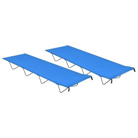 Camping beds 2 units Oxford fabric and blue steel 180x60x19 cm by vidaXL, Cots - Ref: Foro24-312483, Price: 48,02 €, Discount: %