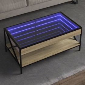 Mesa de centro con Infinity LED roble Sonoma 90x50x38 cm de , Mesas de centro - Ref: Foro24-847708, Precio: 117,99 €, Descuen...