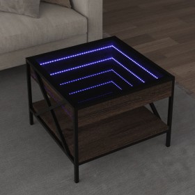 Mesa de centro con Infinity LED marrón roble 50x50x38 cm de , Mesas de centro - Ref: Foro24-847701, Precio: 89,99 €, Descuent...